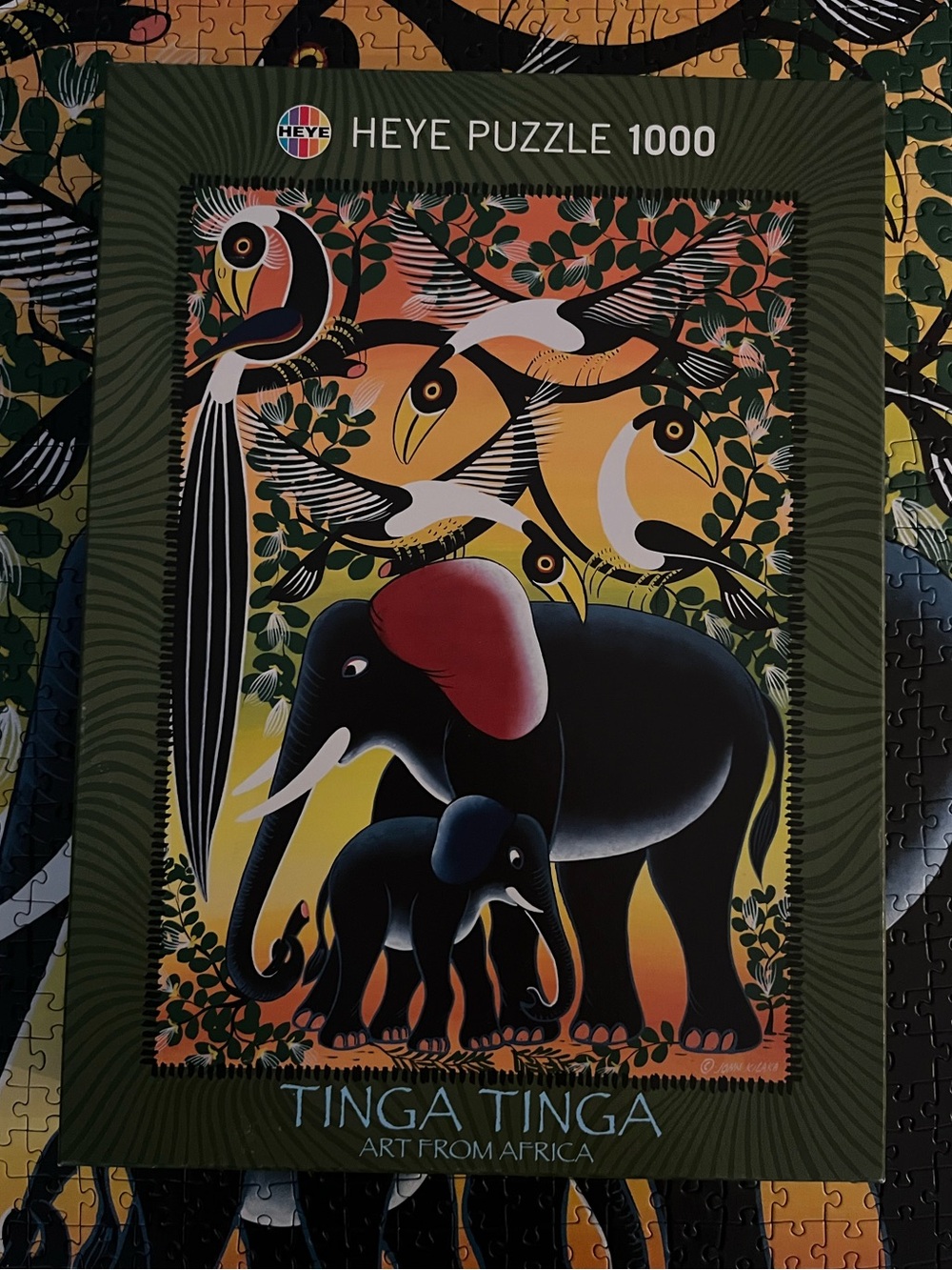 Heye Elephant 1000 Piece Jigsaw Puzzle Tinga Tinga Art From Africa